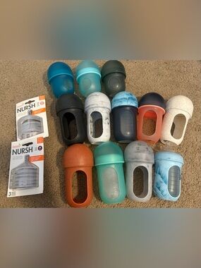 Boon Nursh baby bottles - Teal, Blue, Black, Marble, Coral